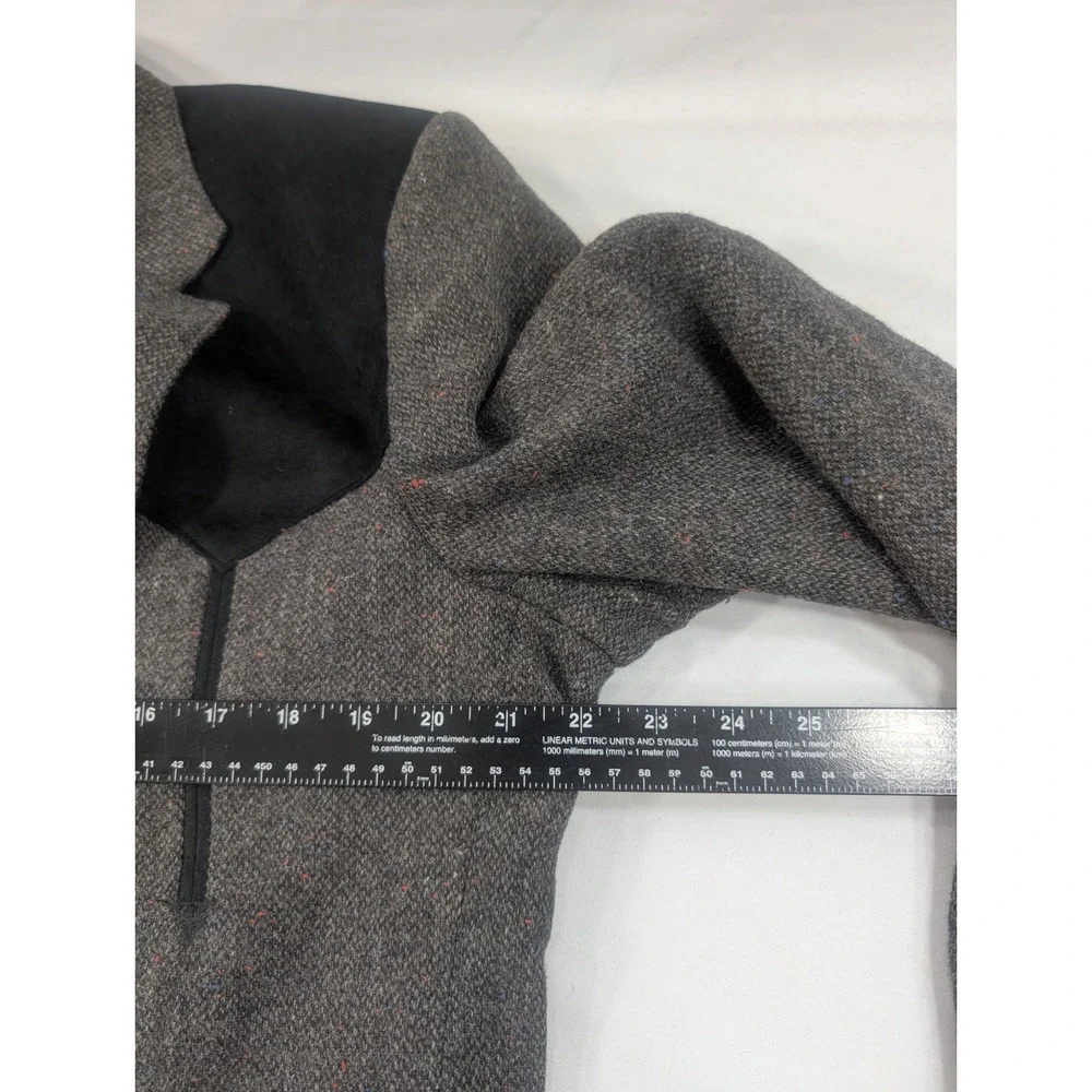 Circle S Western Tweed Sports Jacket Blazer Suit Coat Black Gray 42R Heavy Wool